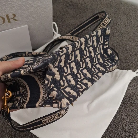 Dior Navy and Cream Mini Book Tote Bag - Picture 5 of 6